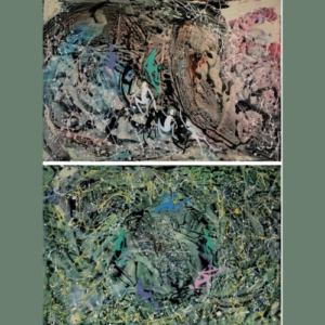 Macrocosm by Soobok Lucas Park – Signed Abstract Expressionist Canvas Diptych