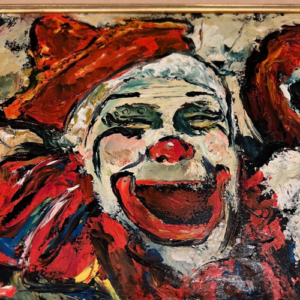 Vintage Violet Parkhurst “The Three Clowns” Original Signed Oil Painting