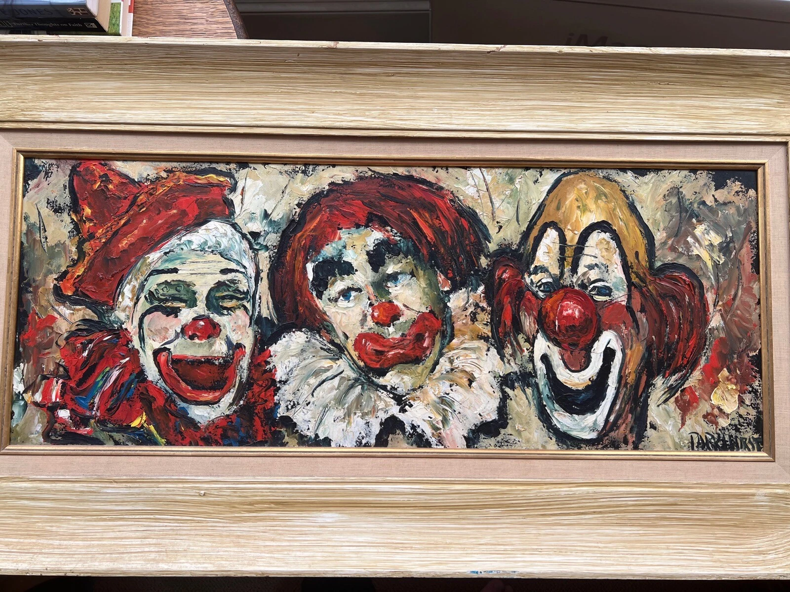 Vintage Violet Parkhurst “The Three Clowns” Original Signed Oil Painting - Image 11