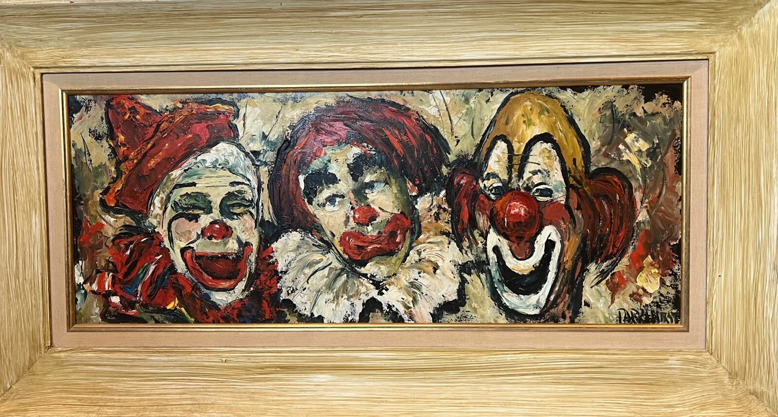 Vintage Violet Parkhurst “The Three Clowns” Original Signed Oil Painting - Image 12