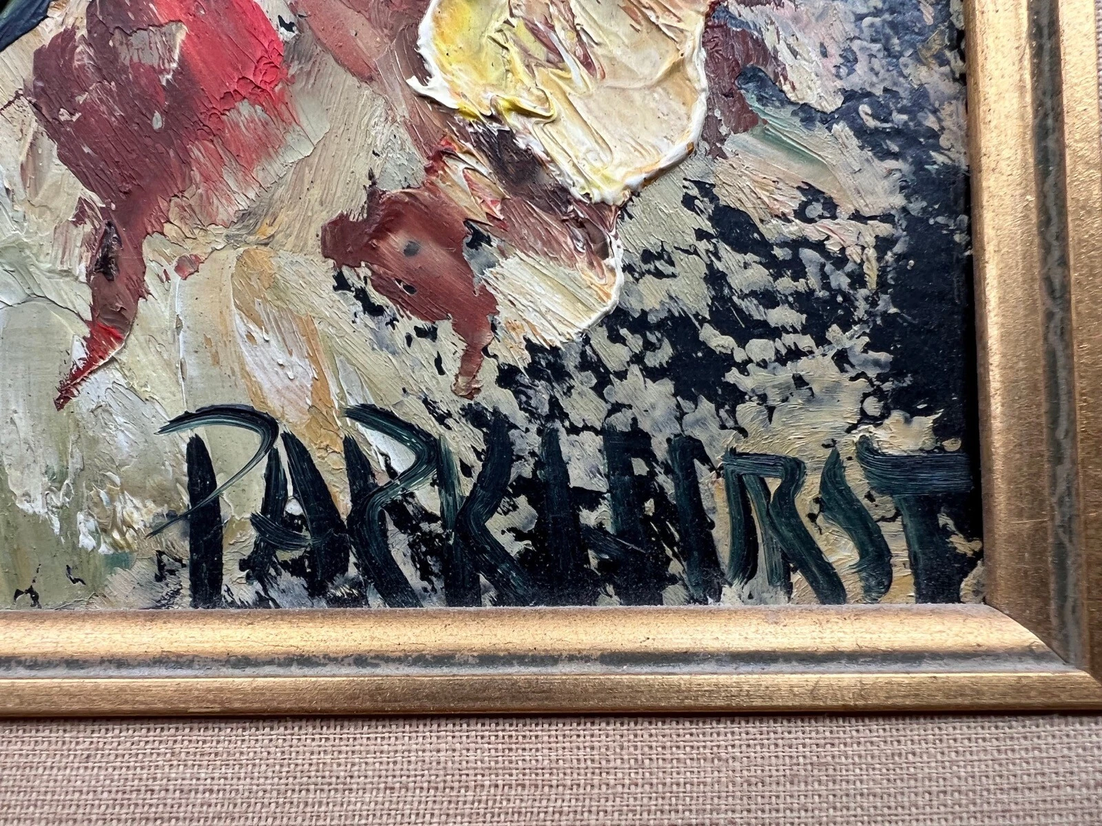 Vintage Violet Parkhurst “The Three Clowns” Original Signed Oil Painting - Image 10