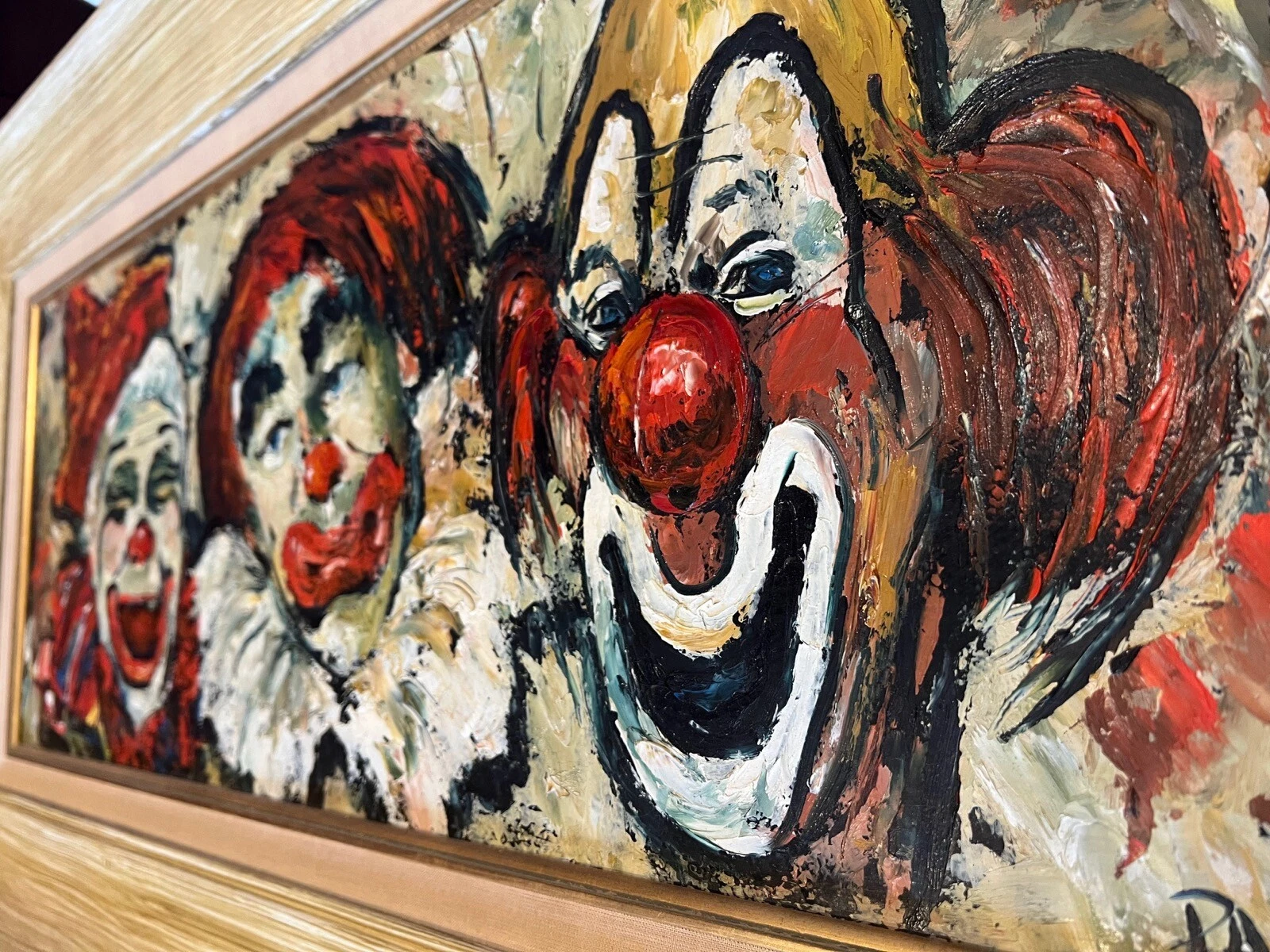 Vintage Violet Parkhurst “The Three Clowns” Original Signed Oil Painting - Image 8